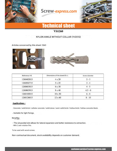 1 x Plug Nylon 8X40 Without Collar