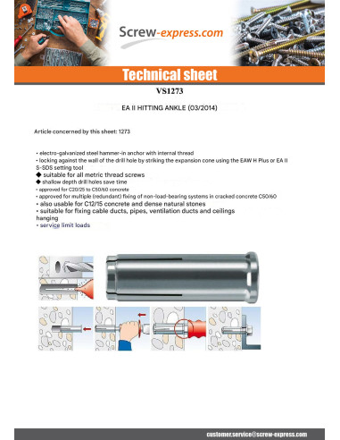 1 x Plug HIT Fischer EAII M16X65 Zinc Plated