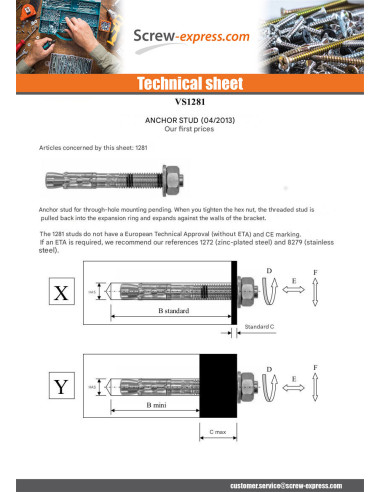 1 x Stud Anchor 10X80 Zinc Plated