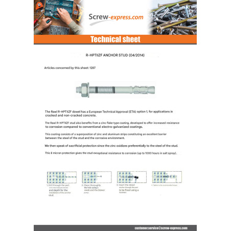 1 x Stud Anchor R-HPTIIZF 8X65 Zinc Plated Lamellar