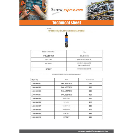 1 x CARTRIDGE Of 300 ML RESIN POLYESTER