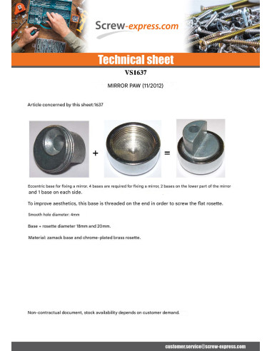 1 x Lug Chrome Plated Brass +BASE Zinc Allow...