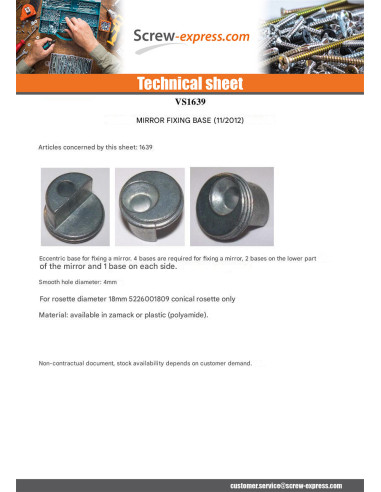 1 x Flange Linch Pin fixation Mirror Zamak