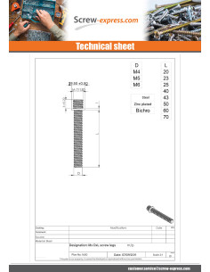 PAWS to Machine Screw Zinc Plated M5X50 M7/150 2