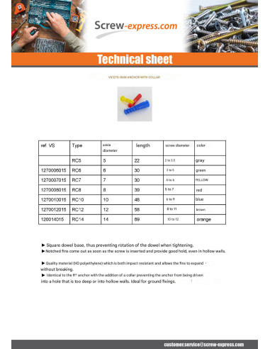1 x Plug With Collar RAM RC 8X39 Red
