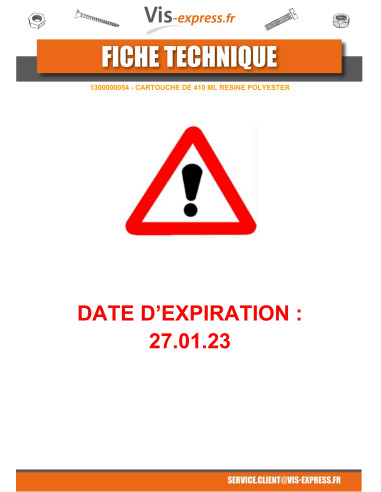 1 x CARTRIDGE Of 410 ML RESIN POLYESTER