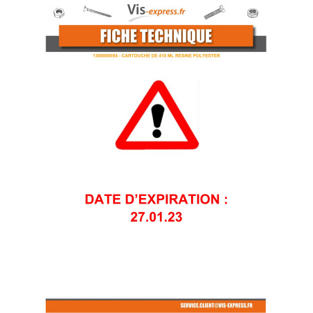 1 x CARTRIDGE Of 410 ML RESIN POLYESTER