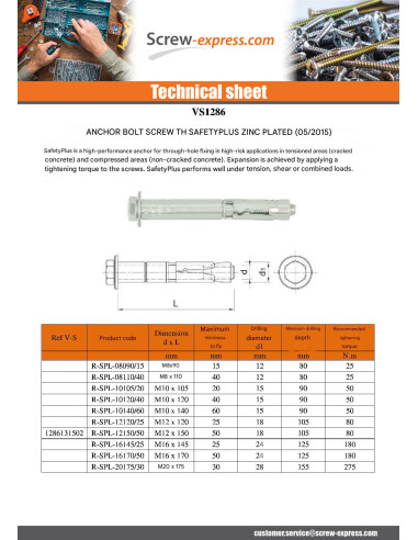 1 x Bolt With Nut Anchor Screw Hexagonal Head...