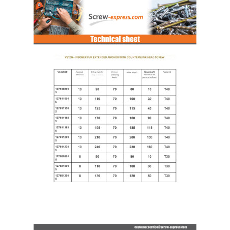 1 x Plug EXTENDED FUR And Screw Countersunk Head Zinc Plated 10X80 Head