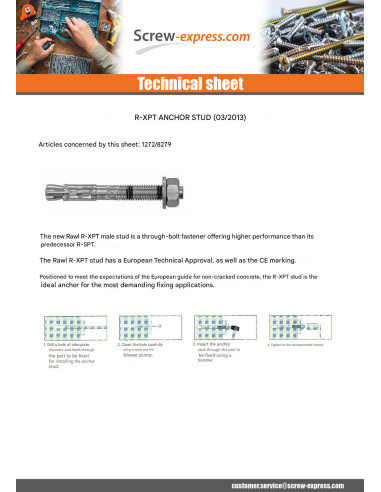 1 x Stud Anchor R-Xpt 16X100 Zinc Plated