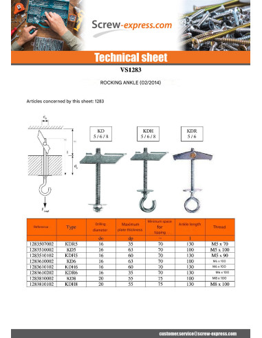 1 x Toggle Plug Fischer M6X100 Zinc Plated KD6