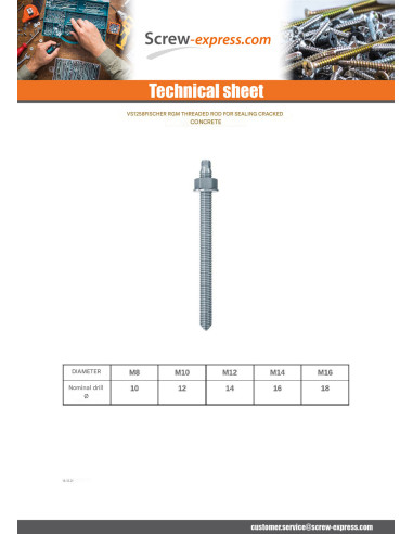 1 x Threaded Rod Fischer RGM to SEAL M16X300...