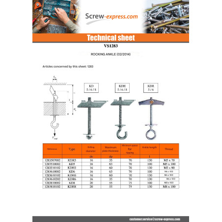 1 x Toggle Plug Fischer M4X70 Zinc Plated KDR4
