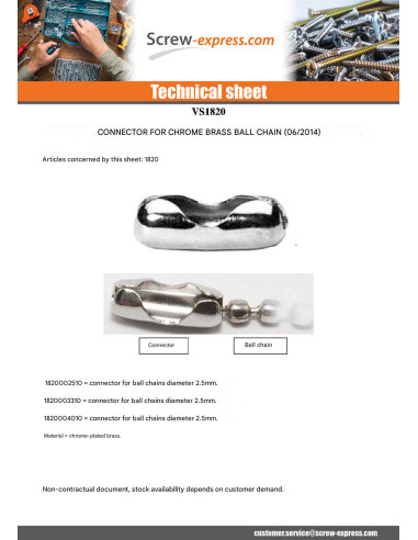 1 x Connector Chrome Plated Brass Linch Pin...