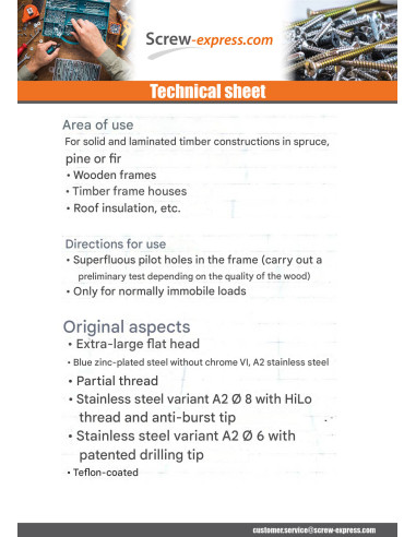 1 x Chipboard Screw Disc Head Screw T40 10X320...