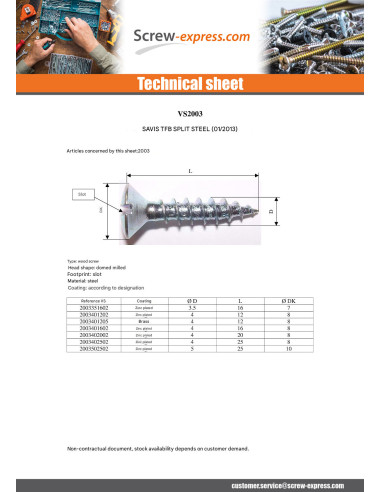 1 x Chipboard Screw Pan Countersunk Head...