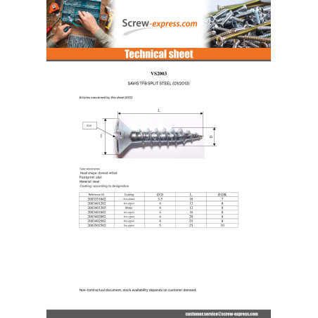 1 x Savis Chipsboard Screw Pan Countersunk Head Slotted 3.5X16 Zinc Plated