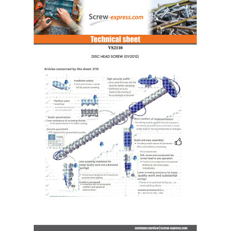 1 x Chipboard Screw Disc Head Screw T40 8X200 Zinc Plated
