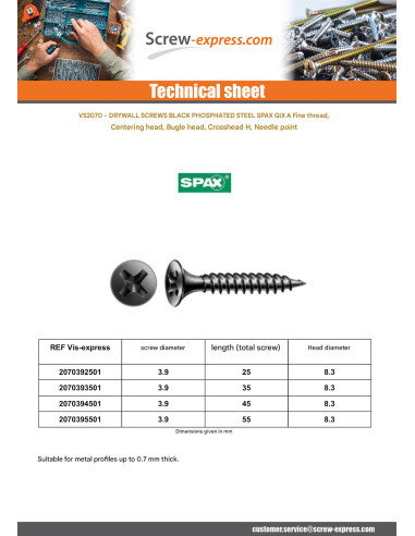1 x Drywall Screw Spax 3.9X35 Phosphated Plain...