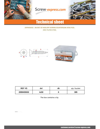 1 x Bucket Of 385 Chipboard Screws 4X50...