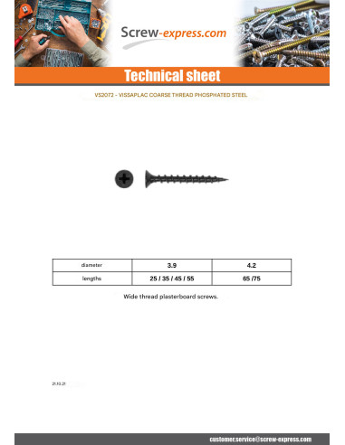 1 x Drywall Screw Large thread 4.2X65...