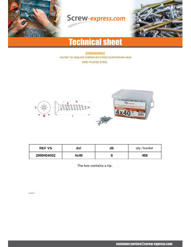 1 x Bucket of 455 Chipboard Screws 4X40...