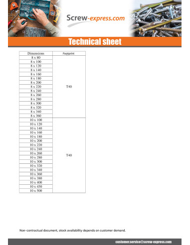 1 x Chipboard Screw Disc Head Screw T40 8X80...