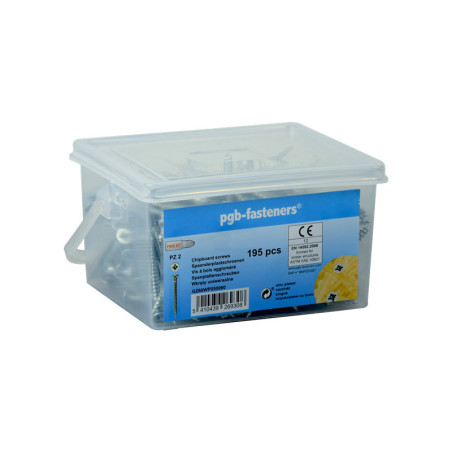 1 x Bucket of 195 Chipboard Screws 5X60 Countersunk Head Pozi PZ2 Zinc Plated