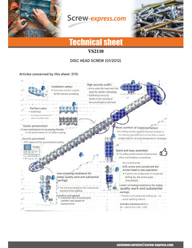 1 x Chipboard Screw Disc Head Screw T40 10X140...