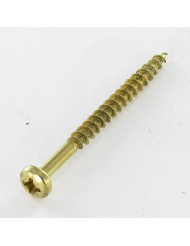 1 x Chipboard Screw Round Head Pozi 4X25 Brass...