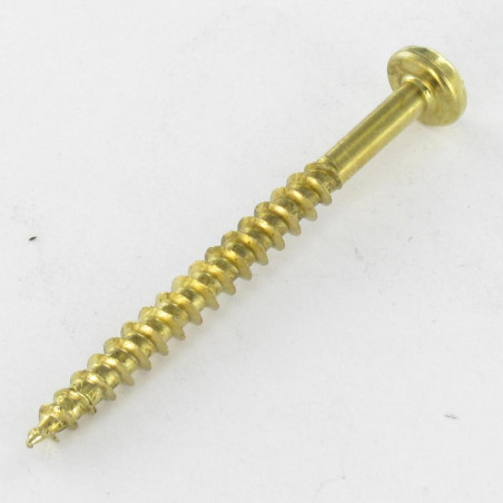 1 x Chipboard Screw Round Head Pozi 4X25 Brass Plated Steel