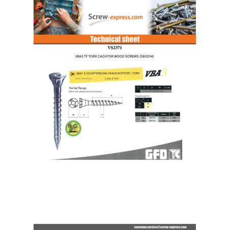 1 x Chipboard Screw CACHTOR 6X38 Zinc Plated