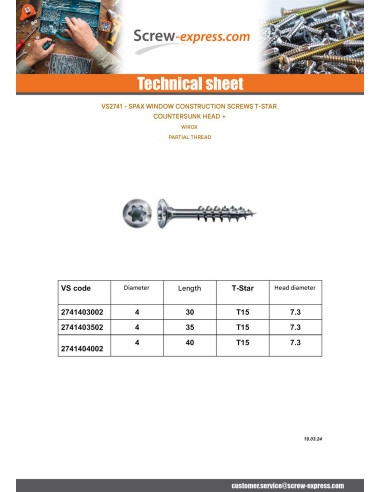 1 x Window construction screw Spax FEX-H...