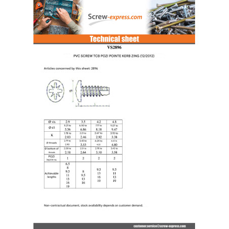 1 x Screw Plastic Cylindrical Button Head Pozi 3.5X 5/8 cut Type 17 Drilling Point Zinc Plated