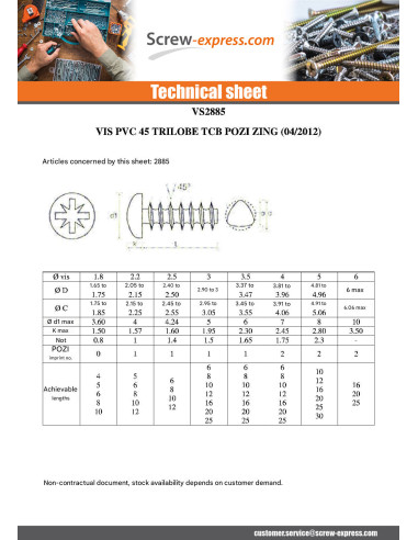 1 x Screw Plastic TRILOBE Cylindrical Button...