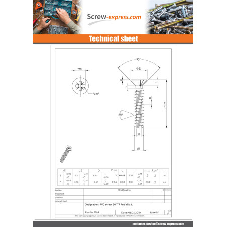 1 x Screw For Plastic Countersunk Head Pozi PZ2 4X18 Zinc Plated