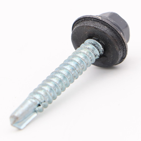 1 x Self Drilling Hexagonal Head 4.8X35 Neoprene Bonded Sealing Washer Epdm Zinc Plated Ral7024/Graphite Grey