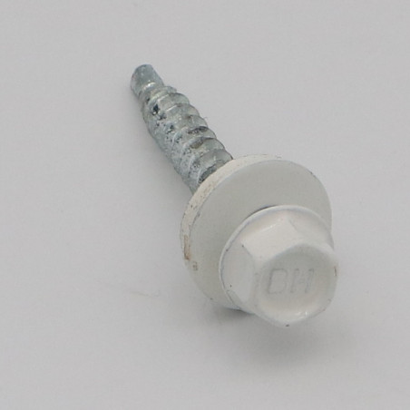 1 x Self Drilling Hexagonal Head 4.8X35 Neoprene Bonded Sealing Washer Epdm Zinc Plated Ral9010/Pure White