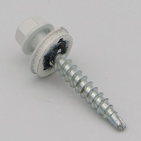 1 x Self Drilling Hexagonal Head 4.8X35 Neoprene Bonded Sealing Washer Epdm Zinc Plated Ral9010/Pure White