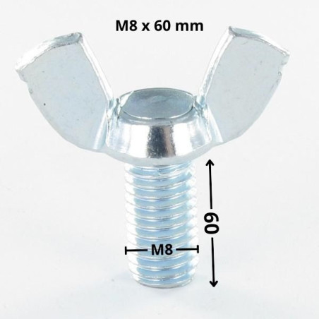 1 x Screw Wing M8X60 Form American Zinc Plated