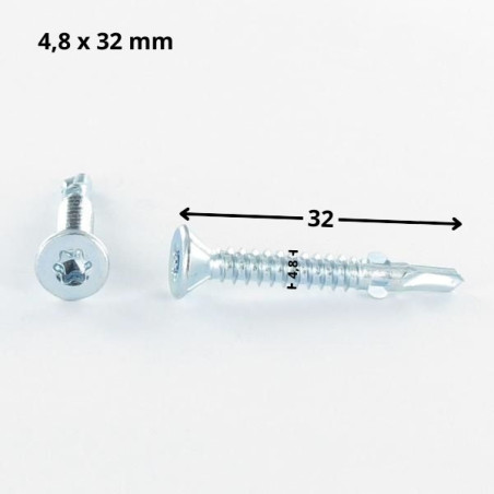 1 x Self Drilling Countersunk Head T25 4.8X32 Notched And Wings Zinc Plated