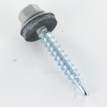 1 x Self Drilling Hexagonal Head 4.8X35 Neoprene Bonded Sealing Washer Epdm Zinc Plated Ral7004/Signal Grey