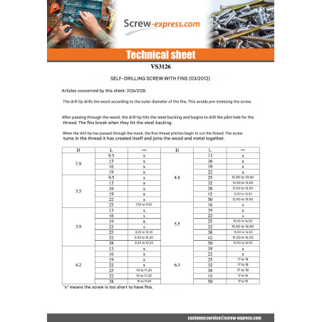 1 x Self Drilling Countersunk Head T25 5.5X50 Notched And Wings Zinc Plated