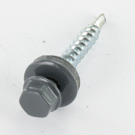 1 x Self Drilling Hexagonal Head 4.8X35 Neoprene Bonded Sealing Washer Epdm Zinc Plated Ral7012/Basalt Grey