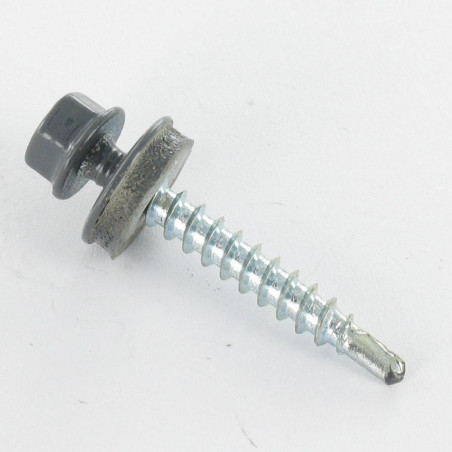 1 x Self Drilling Hexagonal Head 4.8X35 Neoprene Bonded Sealing Washer Epdm Zinc Plated Ral7012/Basalt Grey