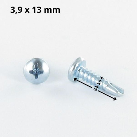 1 x Self Drilling Cylindrical Button Head Phillips 3.9X13 Sheet Metal Thread Zinc Plated