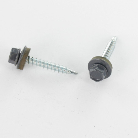 1 x Self Drilling Hexagonal Head 4.8X35 Neoprene Bonded Sealing Washer Epdm Zinc Plated Ral7015/Slate Grey