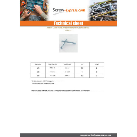 1 x Machine Screw Head Pan Head Large Pozi N°3 / Slotted M8X15 Zinc Plated