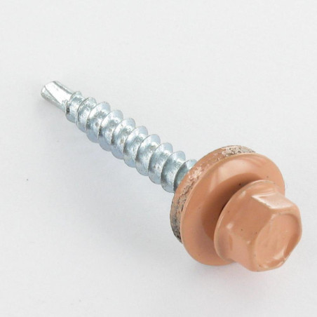 1 x Self Drilling Hexagonal Head 4.8X35 Neoprene Bonded Sealing Washer Epdm Zinc Plated Ral3012/Beige Red