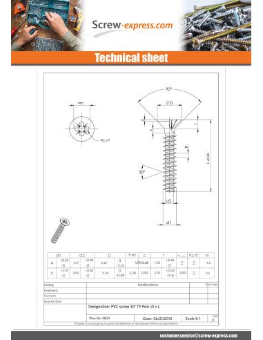 1 x Screw Plastic Countersunk Head Pozi 2 4X14...